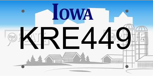 KRE449 Iowa License Plate