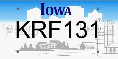 KRF131 Iowa License Plate