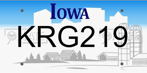 KRG219 Iowa License Plate
