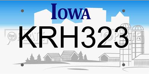 KRH323 Iowa License Plate