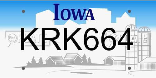 KRK664 Iowa License Plate