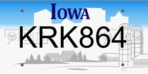 KRK864 Iowa License Plate