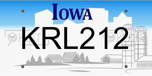 KRL212 Iowa License Plate