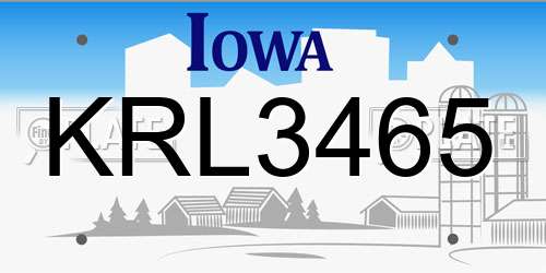 KRL3465 Iowa License Plate