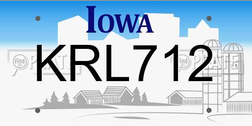 KRL712 Iowa License Plate