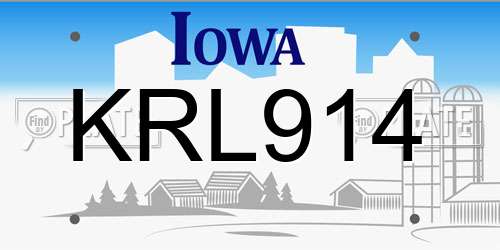 KRL914 Iowa License Plate