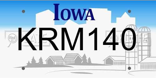 KRM140 Iowa License Plate