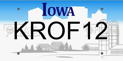 KROF12 Iowa License Plate