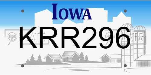 KRR296 Iowa License Plate
