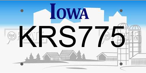 KRS775 Iowa License Plate