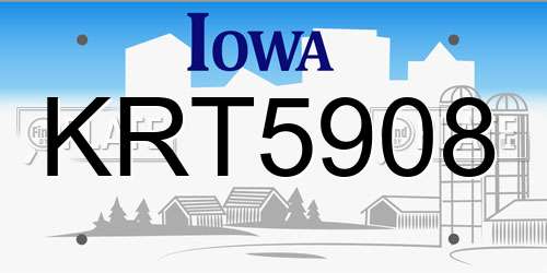 KRT5908 Iowa License Plate