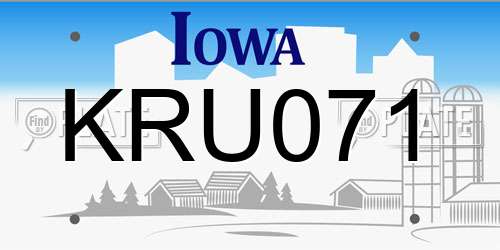 KRU071 Iowa License Plate