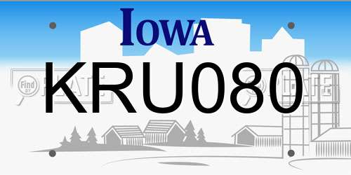 KRU080 Iowa License Plate