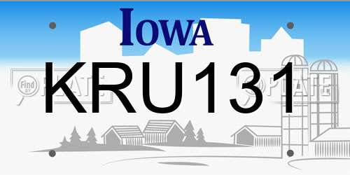 KRU131 Iowa License Plate