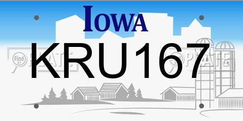 KRU167 Iowa License Plate