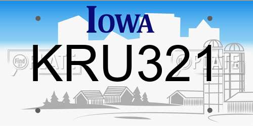 KRU321 Iowa License Plate