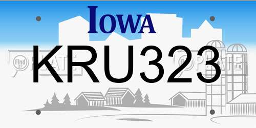 KRU323 Iowa License Plate