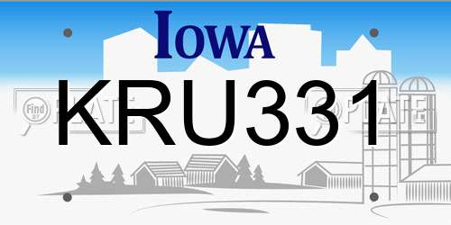 KRU331 Iowa License Plate