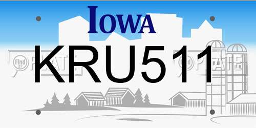 KRU511 Iowa License Plate