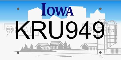 KRU949 Iowa License Plate
