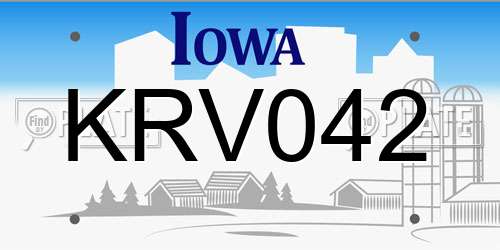 KRV042 Iowa License Plate