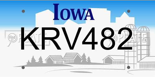 KRV482 Iowa License Plate