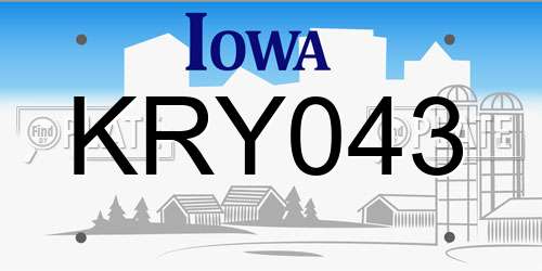 KRY043 Iowa License Plate