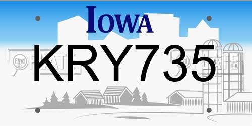 KRY735 Iowa License Plate
