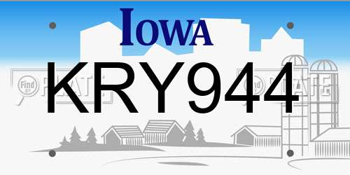 KRY944 Iowa License Plate