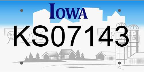 KS07143 Iowa License Plate
