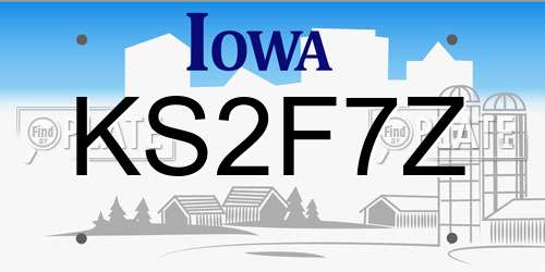 KS2F7Z Iowa License Plate