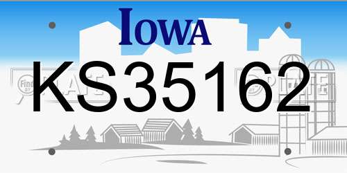 KS35162 Iowa License Plate