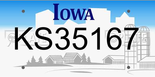KS35167 Iowa License Plate