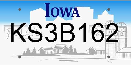 KS3B162 Iowa License Plate