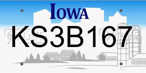 KS3B167 Iowa License Plate