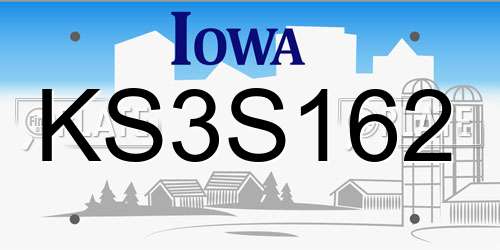 KS3S162 Iowa License Plate