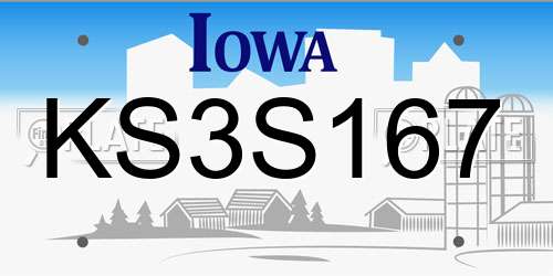 KS3S167 Iowa License Plate