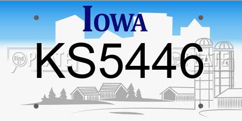 KS5446 Iowa License Plate