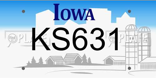 KS631 Iowa License Plate