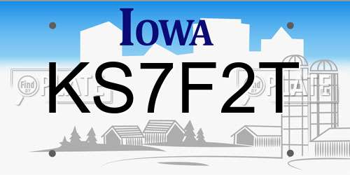 KS7F2T Iowa License Plate