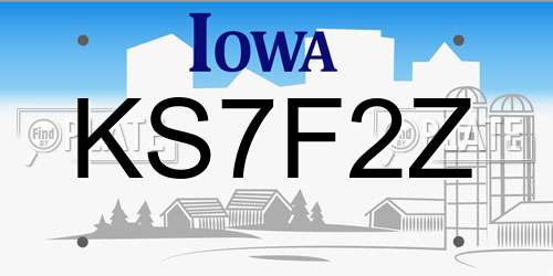 KS7F2Z Iowa License Plate