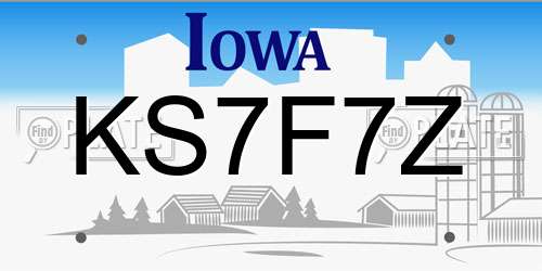 KS7F7Z Iowa License Plate