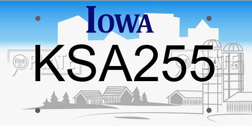 KSA255 Iowa License Plate