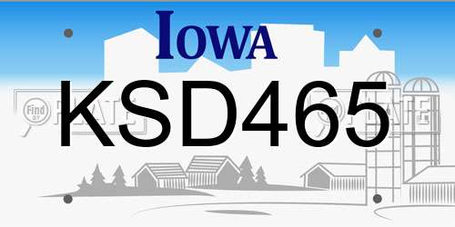KSD465 Iowa License Plate