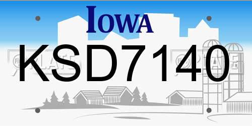 KSD7140 Iowa License Plate