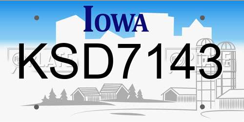 KSD7143 Iowa License Plate