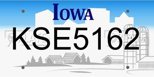 KSE5162 Iowa License Plate