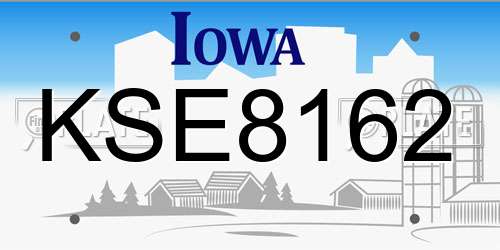 KSE8162 Iowa License Plate