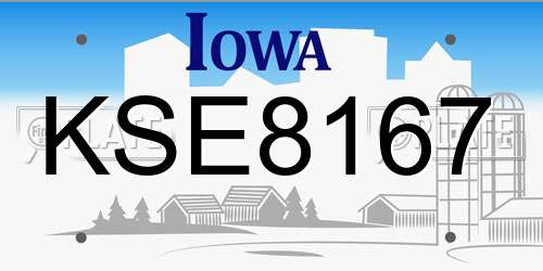 KSE8167 Iowa License Plate