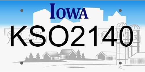 KSO2140 Iowa License Plate
